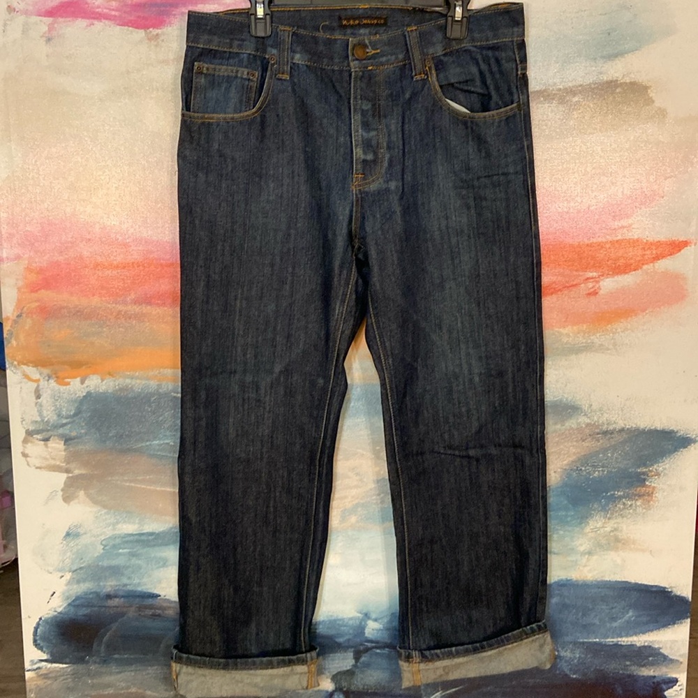 🔥EC🔥Nudie Jeans Co 100% Organic Cotton Denim Button Fly Jeans.